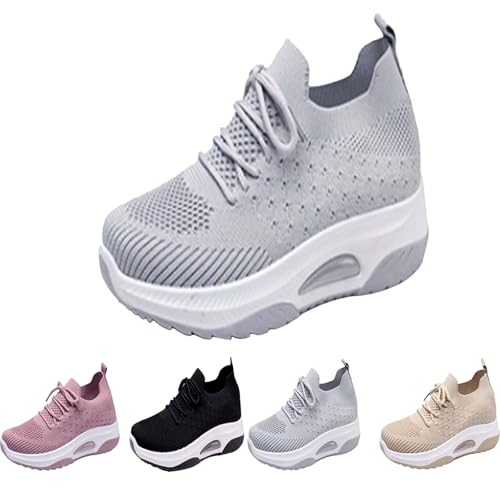 Generisch Outdoor Sneaker, Freizeitschuhe Damen Schuhe Turnschuhe, Luftpolster Laufschuhe, mit Atmungsaktiv Mesh Höhe Erhöhende Schuhe, Lässige Tragbar Casual Running Sportschuhe&Fitnessschuhe von Generisch