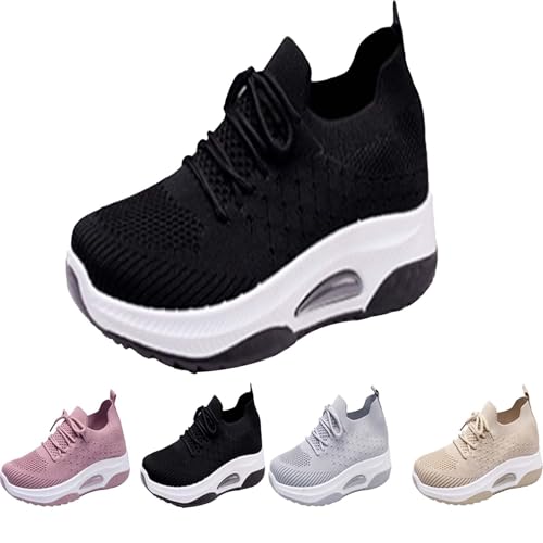 Generisch Outdoor Sneaker, Freizeitschuhe Damen Schuhe Turnschuhe, Luftpolster Laufschuhe, mit Atmungsaktiv Mesh Höhe Erhöhende Schuhe, Lässige Tragbar Casual Running Sportschuhe&Fitnessschuhe von Generisch