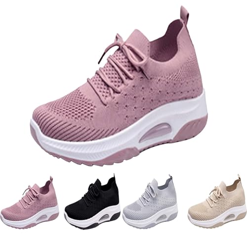 Generisch Outdoor Sneaker, Freizeitschuhe Damen Schuhe Turnschuhe, Luftpolster Laufschuhe, mit Atmungsaktiv Mesh Höhe Erhöhende Schuhe, Lässige Tragbar Casual Running Sportschuhe&Fitnessschuhe von Generisch