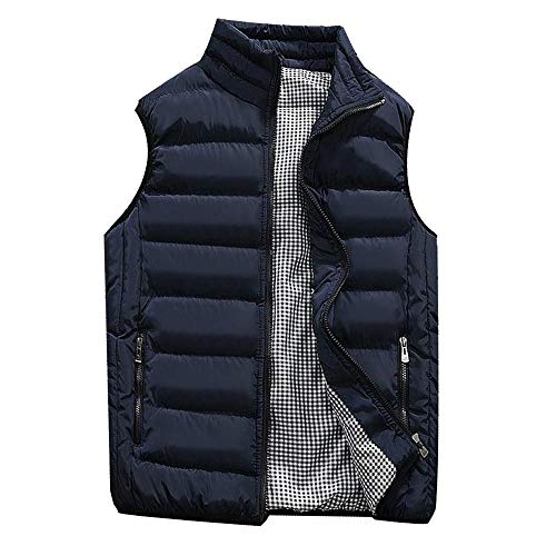 Generisch Outdoor Weste Herren, Winter Angelweste Bodywarmer Mit Taschen Lässig Funktionsweste Herren Biker Steppweste Kapuze Arbeitswesten (L, Dark Blue) von Generisch