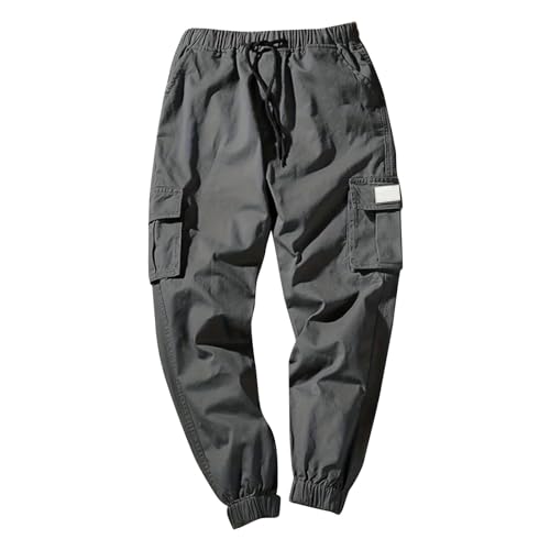 Generisch Outdoorhose Herren, Cargohose Einfarbig Trekkinghose Für Männer Freizeithose Herren Mit Tasche Arbeitshose Jeans (L, Dunkelgrau) von Generisch