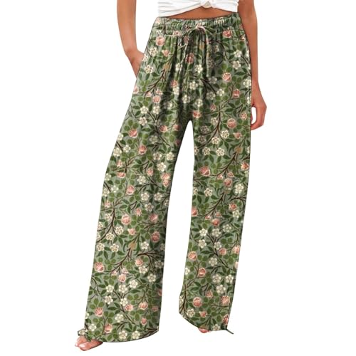 Generisch Outlet Shop Meine Bestellungen 2025 Weite Sommerhose Damen Leicht Und Luftig High Waist Strandhose Lang Freizeithose Sommer Palazzo Hose Bequem Stoffhose Warehouse Deal von Generisch