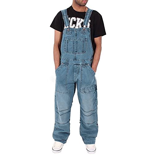 Generisch Overall Herren Jeans, Latzhose Herren Oversized, Jumpsuit Very Große Größen Arbeitshosen Denim Cargo Denimhose Einfarbig Klassischer Overalls Lang Weites Jeanshose College Lässig Jumpsuits von Generisch