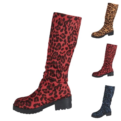 Generisch Overknees Stiefel Damen Flach Kniehohe Stiefel Damen Hoch Langschaftstiefel Blockabsatz Rutschfest Hohe Schlupfstiefel Weitschaftstiefel Dicker Sohle Halbstiefel Kniehoch von Generisch