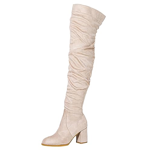 Generisch Overknees Stiefel Damen Plateau High Heels Winter Langer Langschaft Warme Stretch Boots von Generisch