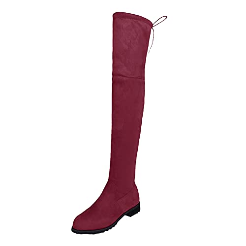 Generisch Overknees Stiefel Damen Spring Blockabsatz Schuhe Sexy Plateau Lederstiefel Highheels Pumps Knee High Boots Mit Absatz Goth Hohe Elegante Platform Heels Springerstiefel von Generisch