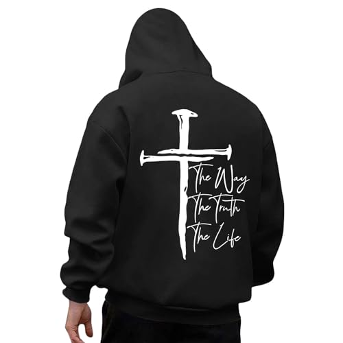 Generisch Oversize Hoodie Herren mit Rückenprint Cute Kapuzenpullover Basic Sweatshirts Langarmshirt Männer Langarm Pullover Baggy Teenager Jungen Sweatshirt für Sport Fitness Outdoor Übergangsjacke von Generisch