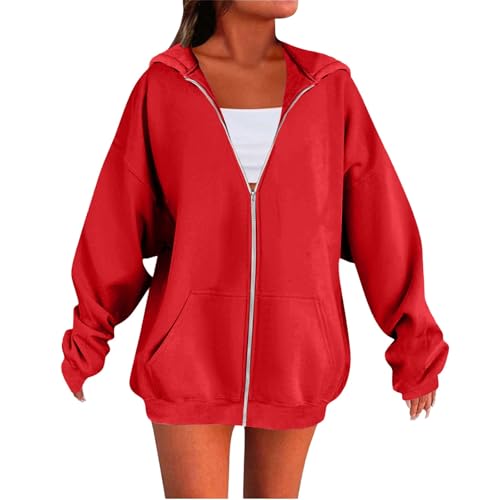 Generisch Oversize Pullover Damen Ausgewaschene Hoodie Y2K Vintage Sweatshirt Basic Damens Kapuzenpullover Übergangspulli Retro Kapuzenjacke Kapuzenpulli,Weisse Pullover Damen,S-6XL von Generisch