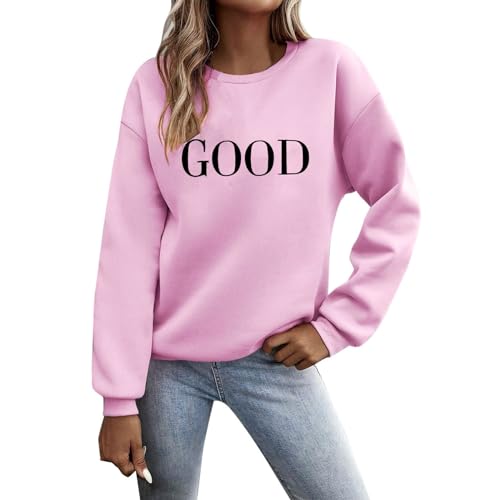 Generisch Oversize Pullover Damen Herbst Winter Sweatshirt Damen Ohne Kapuze Übergangs Langarmshirt Outdoor Sweatshirts Elegant Klamotten Teenager Pulli Frauen Sweater Leichte Longsleeve Oberteil von Generisch