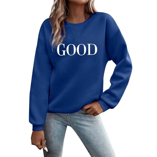 Generisch Oversize Pullover Damen Herbst Winter Sweatshirt Damen Ohne Kapuze Übergangs Langarmshirt Outdoor Sweatshirts Elegant Klamotten Teenager Pulli Frauen Sweater Leichte Longsleeve Oberteil von Generisch