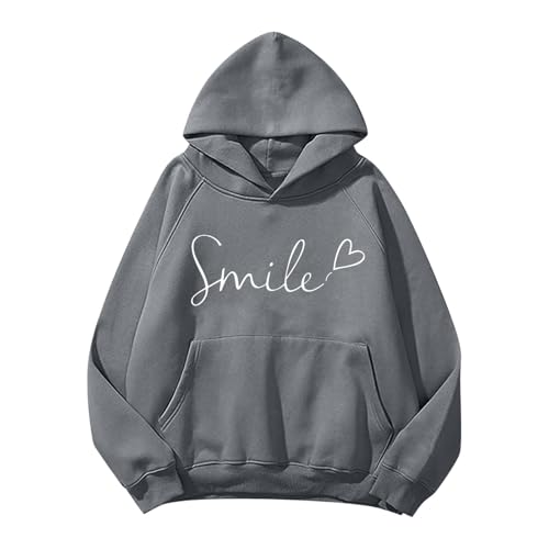 Generisch Oversize Pullover Damen Langarm Rundhals Pulli Pullover Sweatshirt Mit Drucken Tops Hoodie Kapuzenpullover Mit Taschen Langarmshirt Locker Casual Oberteil Sport Sweatshirts Kapuzenpulli von Generisch