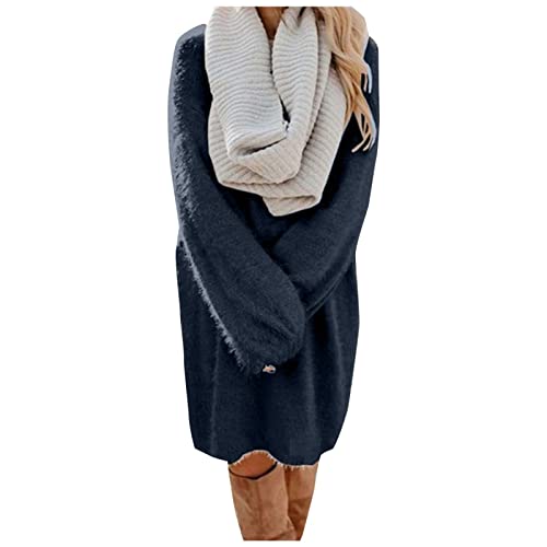 Generisch Oversize Pullover Damen Strick Pullunder Cashmere Kaschmir Longpullover Winterkleid Mohair Oversize Wollpullover Dünne Oversized Kleid Pullis Outfit Pullover Oberteil Damenpullover von Generisch