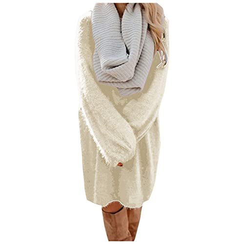 Generisch Oversize Pullover Damen Strick Pullunder Cashmere Kaschmir Longpullover Winterkleid Mohair Oversize Wollpullover Dünne Oversized Kleid Pullis Outfit Pullover Oberteil Damenpullover von Generisch