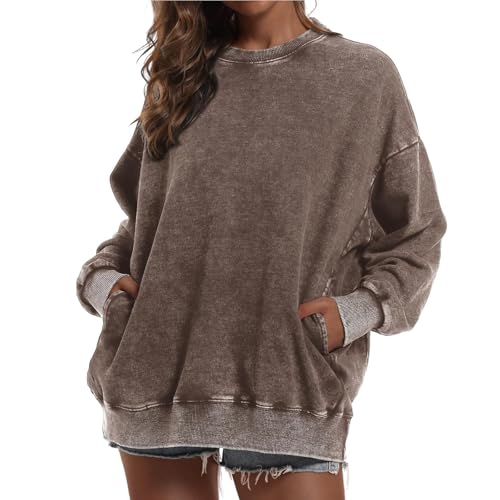 Generisch Oversize Pullover Damen Sweatshirt Ausgewaschene Hoodie Y2K Vintage Sweatshirt Basic Damen Kapuzenpullover mit Fleece Baumwolle Used-Look Übergangspulli Retro Kapuzenjacke Kapuzenpulli Generisch Oversize Pullover Damen Sweatshirt Ausgewaschene Hoodie Y2K Vintage Sweatshirt Basic Damen Kapuzenpullover mit Fleece Baumwolle Used-Look Übergangspulli Retro Kapuzenjacke Kapuzenpulli von Generisch