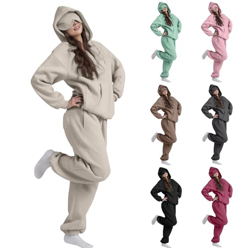Generisch Oversized Hoodie Damen Damen Light and Shade Ladies Hooded Soft Hoodies Longshirt Fleece Gefütterte Sweatshirt mit Kapuze Einfarbig Basic Kapuzenpullover Sweatjacke Mit Kapuze von Generisch