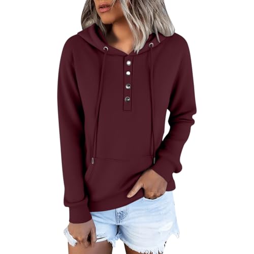 Generisch Oversized Hoodie Damen Langarm Sweatshirt Herbst Winter Einfarbig Warm Basic Hoody Freizeit Outwear Sport Style Training Kapuzenpullover Elegant Sweatjacke Teenager Mädchen Streetwear von Generisch