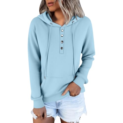 Generisch Oversized Hoodie Damen Langarm Sweatshirt Herbst Winter Einfarbig Warm Basic Hoody Freizeit Outwear Sport Style Training Kapuzenpullover Elegant Sweatjacke Teenager Mädchen Streetwear von Generisch