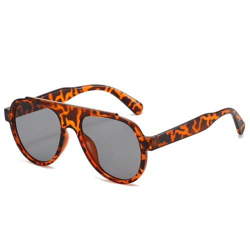 Generisch Oversized Men Sunglasses Retro Gradient Shades UV400 Men Sun Glasses(Leopard Light Gray) von Generisch