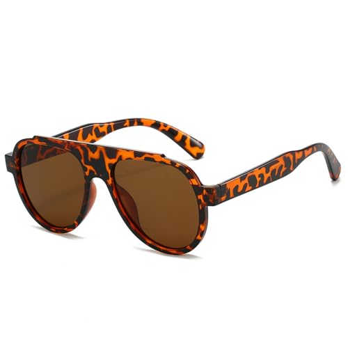 Generisch Oversized Men Sunglasses Retro Gradient Shades UV400 Men Sun Glasses(Leopard Tea) von Generisch