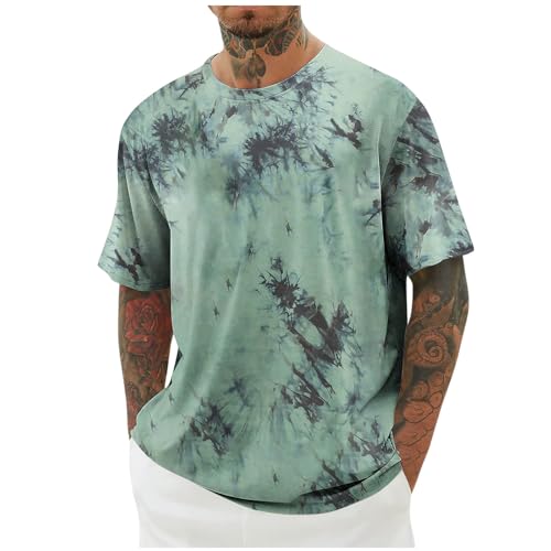 Generisch Oversized Tshirt Herren Sommer Y2k Shirt Coole T-Shirts Männer Mode Motiv Longshirt Kurzarm Rundhals Streetwear Casual Baumwolle Kleidung Große Größen Klamotten Grün XXL von Generisch