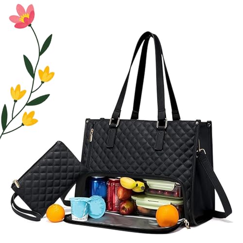 Generisch Packuum 3 in 1 Tote Bag, Packuumbagsco 3 in 1 Tote Bag, My Daily Bags Totewith Lunch Compartment, for Work, Travel (Black) von Generisch