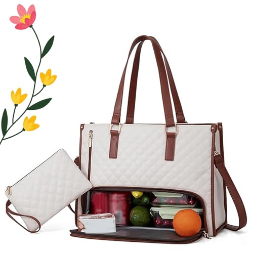 Generisch Packuum 3 in 1 Tote Bag, Packuumbagsco 3 in 1 Tote Bag, My Daily Bags Totewith Lunch Compartment, for Work, Travel (White) von Generisch