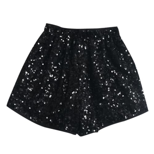 Pailletten Shorts Glitzer Damen Pailletten-Shorts für trendig hohe Taille dehnbar glitzernd kurze Urlaubsparty Outfits Party von Generisch