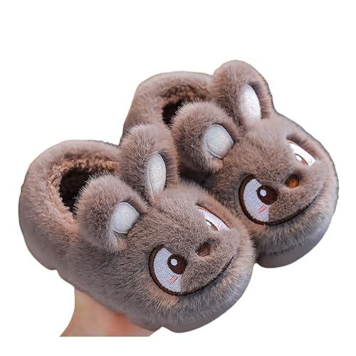 Generisch Pantoletten Kinder Barfuß Hausschuhe Mädchen mit Cartoon Motiven Barfussschuhe Schaum Sohle Slippers Kids Weiche Warme Filzpantoffeln Plüsch Kawaii Winterschuhe von Generisch