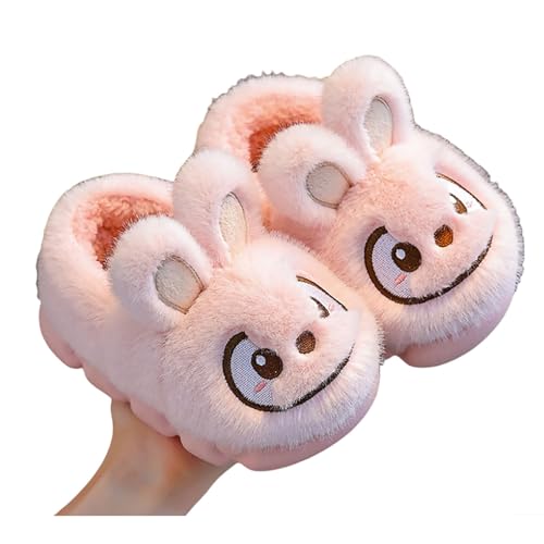 Generisch Pantoletten Kinder Barfuß Hausschuhe Mädchen mit Cartoon Motiven Barfussschuhe Schaum Sohle Slippers Kids Weiche Warme Filzpantoffeln Plüsch Kawaii Winterschuhe von Generisch