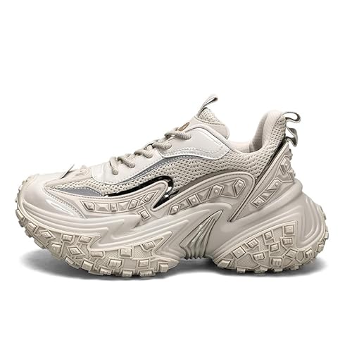 Generisch Papa Schuhe Netz-Splice Stereo-Struktur Trend-Sportschuhe (Silber,36) von Generisch