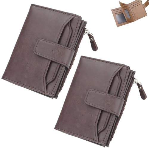 Generisch Peachloft Wallet, Peachloft Mens Wallet, Two-Fold Large Capacity, PU Leather Multi-Card Holder Anti-Theft Wallets for Men(2 Pcs Coffee) von Generisch