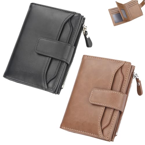 Generisch Peachloft Wallet, Peachloft Mens Wallet, Two-Fold Large Capacity, PU Leather Multi-Card Holder Anti-Theft Wallets for Men(Khaki+Black) von Generisch