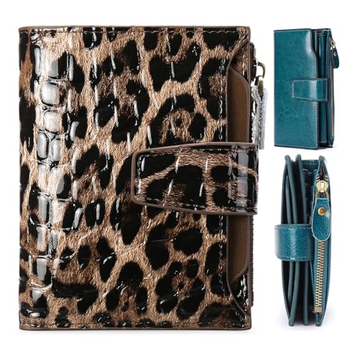 Generisch Peachloft Wallet, RFID Shielded Bifold PU Leather Wallet, Slim Multi-Card Holder with Coin Pockets for Daily Unisex (Leopard Print) von Generisch