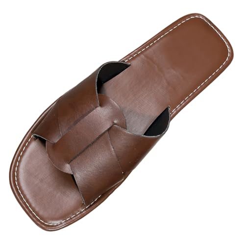 Generisch Peeptoe Sandalen Damen Flach Strand Sandalen Damen Flache Slide Offene Zehenpartie Slip On Casual Strand Hausschuhe Outdoor Mädchen Sommerkind (Brown,42) von Generisch