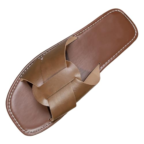 Generisch Peeptoe Sandalen Damen Flach Strand Sandalen Damen Flache Slide Offene Zehenpartie Slip On Casual Strand Hausschuhe Outdoor Mädchen Sommerkind (Coffee,43) von Generisch