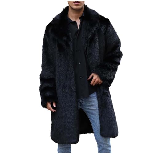 Generisch Pelzmantel Kapuzenjacke Herren, Lang Sport Thermo Schnäppchen des Tages Trenchcoat Herren Übergrößen Arbeits Y2k Winter Herren Winter Atmungsaktiv Long Skijacke Herren Men Jacke XL von Generisch