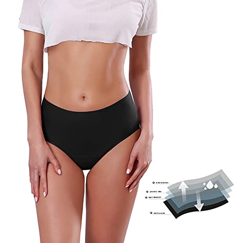 Generisch Periodenunterschwäsche Seamless Slips Damen Hohe Taille Bikini Hose Bikinihose Bauchweg Badeshorts Kurze Badehose Saugfähigkeit Weich Bequem Perioden Bikinistil Menstruationsunterwäsche von Generisch