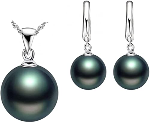 Perlenohrringe Wellenkette Quaste Perle Ohrstecker Halskette Set 925 Sterling Silber Künstliche Perlen Braut Anhänger Halskette Ohrringe Hochzeit Schmuck Sets, Y0228 von Generisch