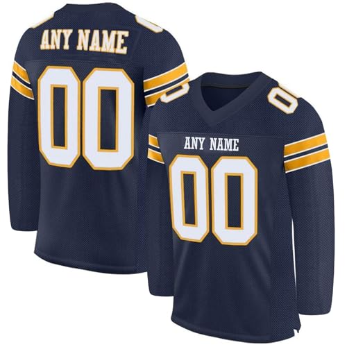 Generisch Personalisiert American Football Trikot Individuelles Name Nummer Spieltrikots Rugby Trikots Damen Herren Junge Mädchen Kinder Oberteil Atmungsaktiv Langarm T-Shirts 2025 16 von Generisch