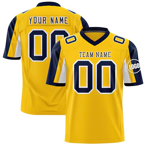 Generisch Personalisiert American Football Trikot Personalized Printed Team Name & Number für Herren Damen Kinder Jugend Kompressionsshirt Herren Kurzarm von Generisch