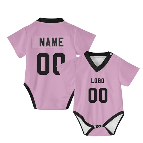 Generisch Personalisierte Baby Fußball Trikot mit Namensnummer Logo Kundenspezifischer Neugeborener Unisex Strampler für Baby Dusche, für Jungen und Mädchen, Größe 0-24 Monate von Generisch