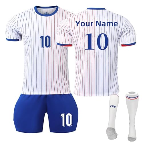Generisch Personalisierte Frankreich Fußball-Trikots sets 2024 Customizable Kinder und Erwachsene Fußballtrikot Junge Fußball-Trainingstrikots mit Ihrem Namen und Ihrer Nummer Shorts und Socken set von Generisch