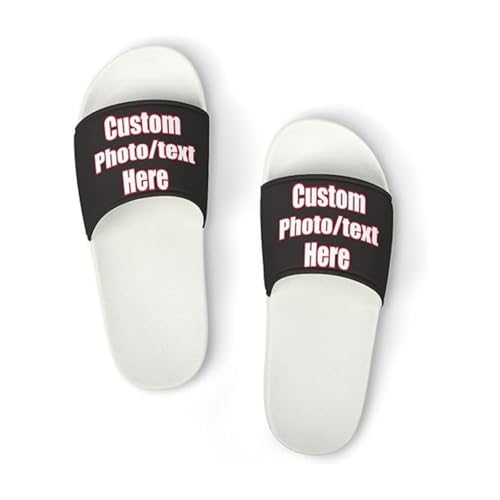 Generisch Personalisierte Hausschuhe für Männer, Frauen, Jungen und Mädchen Maßgeschneiderte Pantoletten Sandalen Individuell gestaltbare Fotos und Texte Individuell Badeschuhe von Generisch