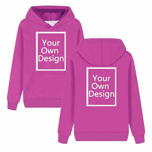 Generisch Personalisierte Kapuzenpullover Herren/Damen Hoodie Selbst Gestalten mit Bild und Text Partner Pullover Winter Warm Sweatshirt mit Kapuze Causal Hoody mit Tasche Lila M von Generisch