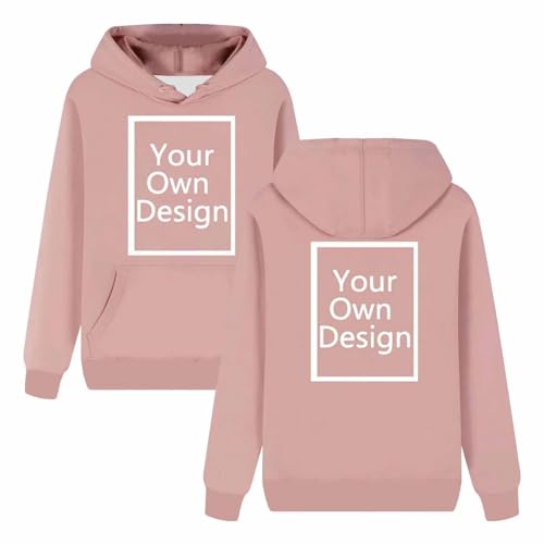 Generisch Personalisierte Kapuzenpullover Herren/Damen Hoodie Selbst Gestalten mit Bild und Text Partner Pullover Winter Warm Sweatshirt mit Kapuze Causal Hoody mit Tasche Rosa M von Generisch