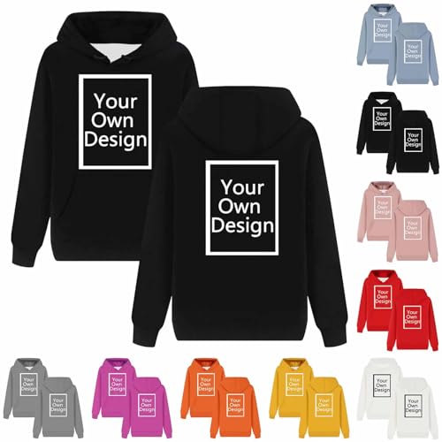 Generisch Personalisierte Kapuzenpullover Herren/Damen Hoodie Selbst Gestalten mit Bild und Text Partner Pullover Winter Warm Sweatshirt mit Kapuze Causal Hoody mit Tasche Schwarz XXL von Generisch