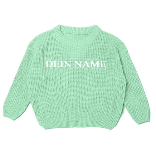 Generisch Personalisierte Pullover Baby Geschenk Personalisiert Strickpullover Kleinkinder Baumwolle Pulli Winterkleidung Jungen/Mädchen Gestrickt Sweatshirt Kinder Baby Kleidung Grün 1-2 Jahre von Generisch