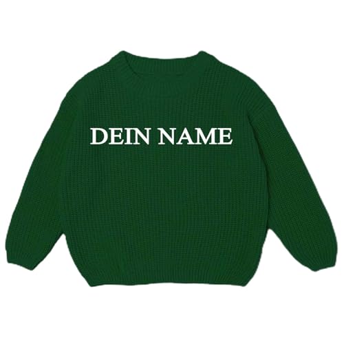 Generisch Personalisierte Pullover Kinder Geschenk Personalisiert Strickpullover Kleinkinder Baumwolle Pulli Winterkleidung Gestrickt Sweatshirt Jungen Kleidung Mädchen Grün 2-3 Jahre von Generisch
