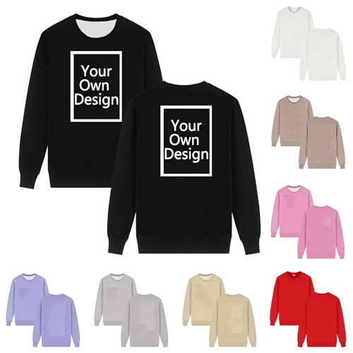 Generisch Personalisierte Sweatshirt Herren Oversize Pullover Selbst Gestalten Rundhals Langarmshirt Bedrucken Lassen Pulli Große Größen Männer Wollpullover mit Aufdruck Foto Sweater Schwarz M von Generisch