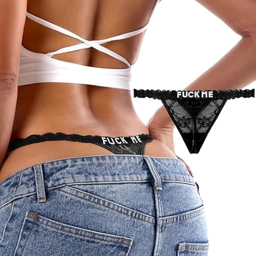 Generisch Personalisierte Tangas mit Namen, 2 Stück Tanga String Mit Namen Spitze Höschen Damen Freundin Hochzeit von Generisch